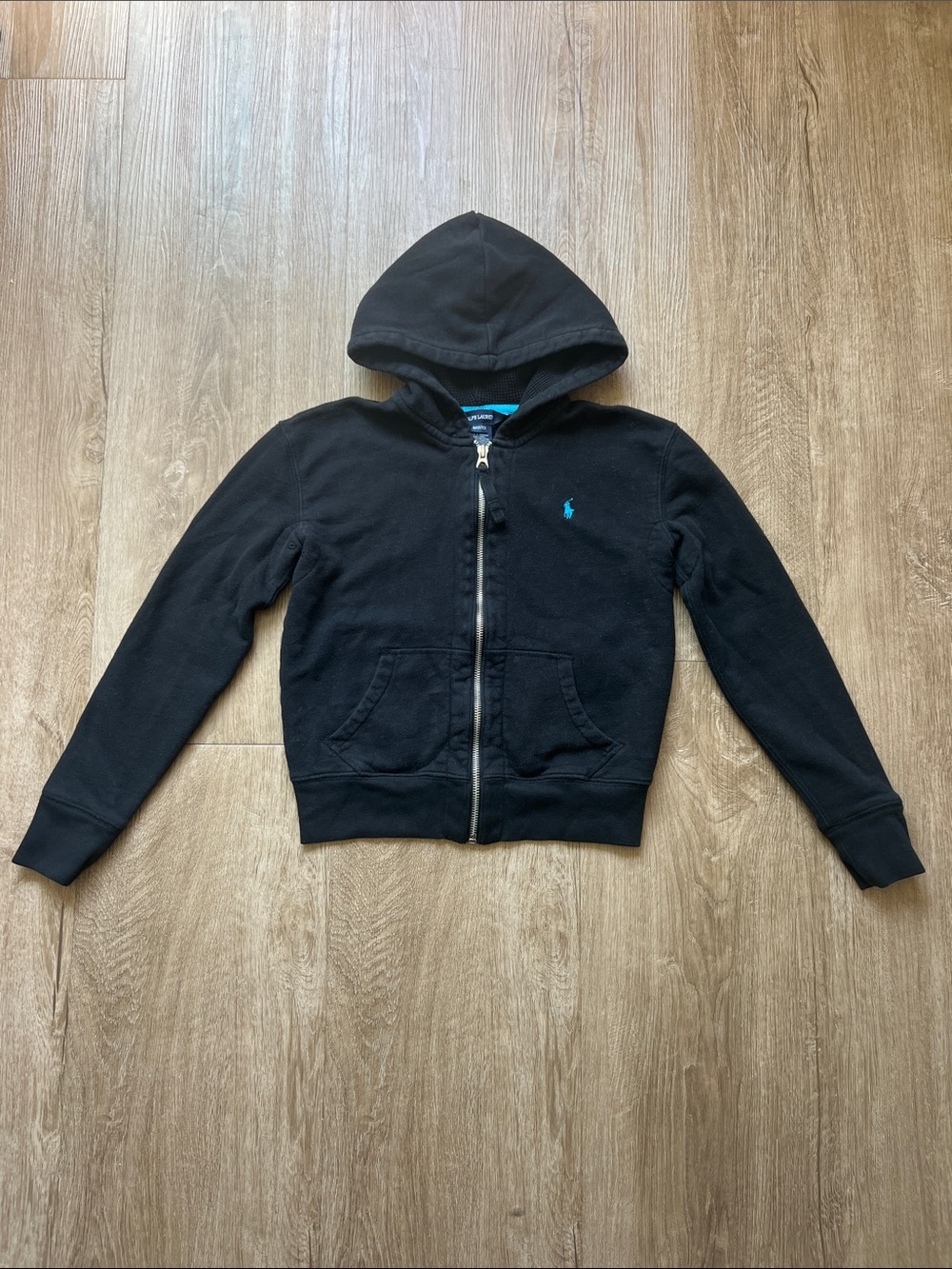 Ralph Lauren Kids Black Full Zip Hoodie with Classic Logo Size Medium (8/10)